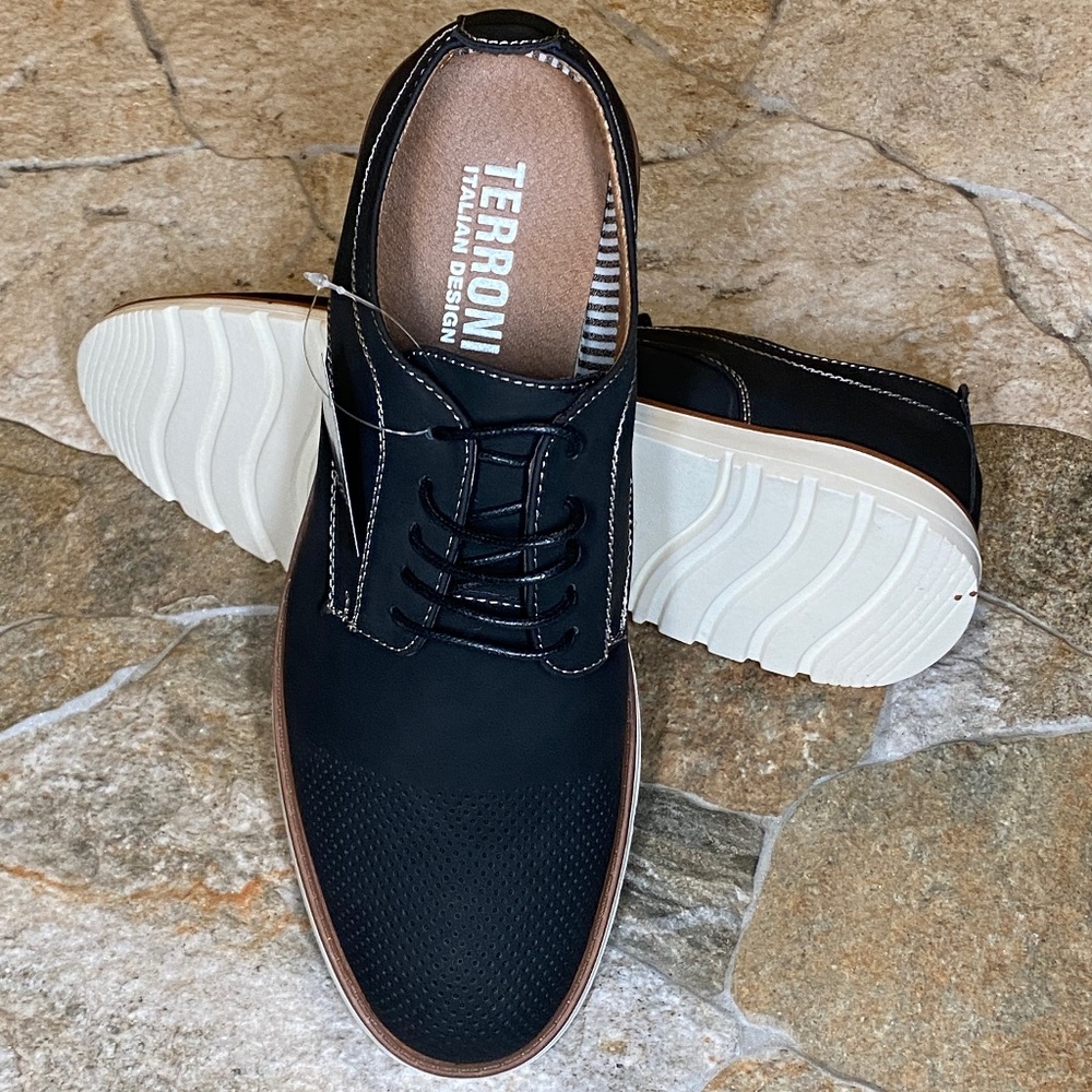 Terroni Men's Black Casual Lace Shoe-Fashionable-Italian Design